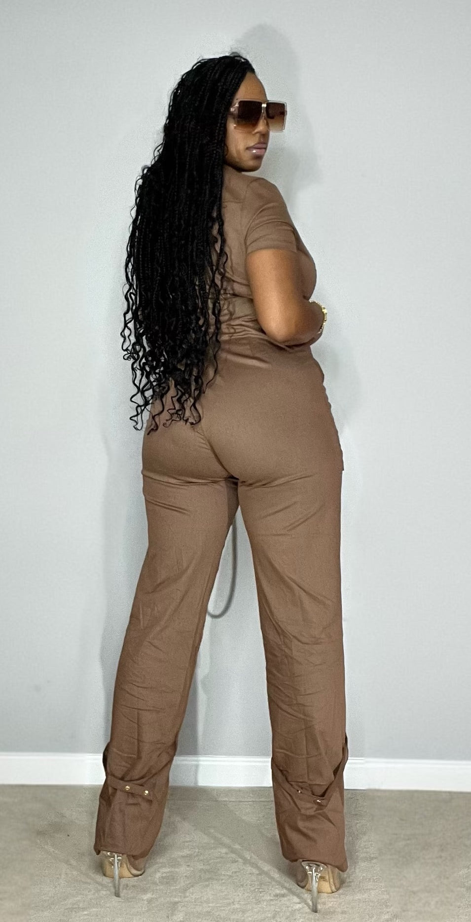 Brown Cargo Jumpsuit